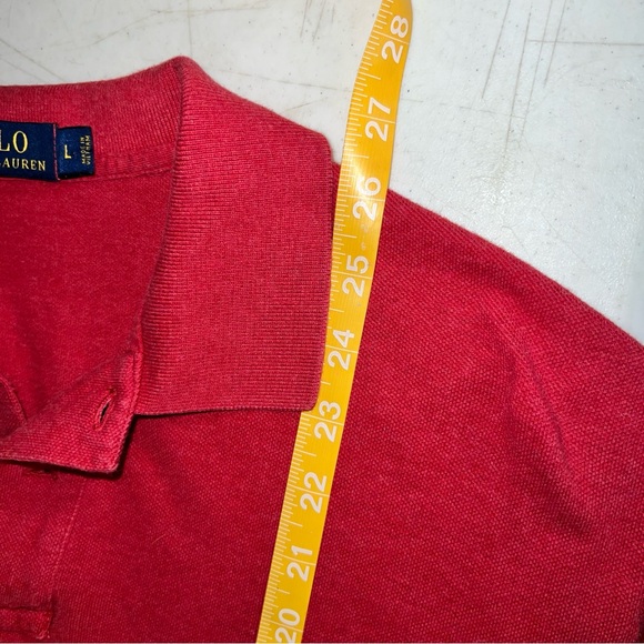 Polo Ralph Lauren Men’s L Red LS Shirt Green Pony Logo Preppy Y2K Classic Fit - Picture 7 of 10